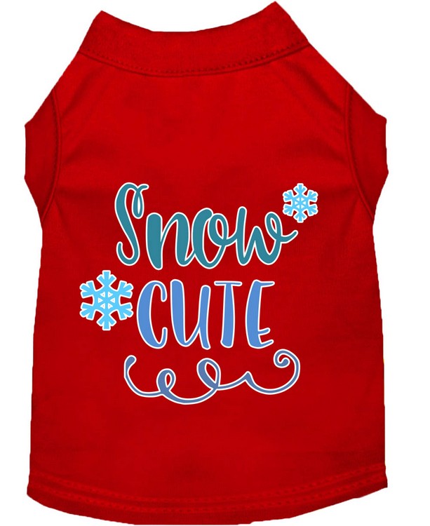 Snow Cute Screen Print Dog Shirt Red Sm